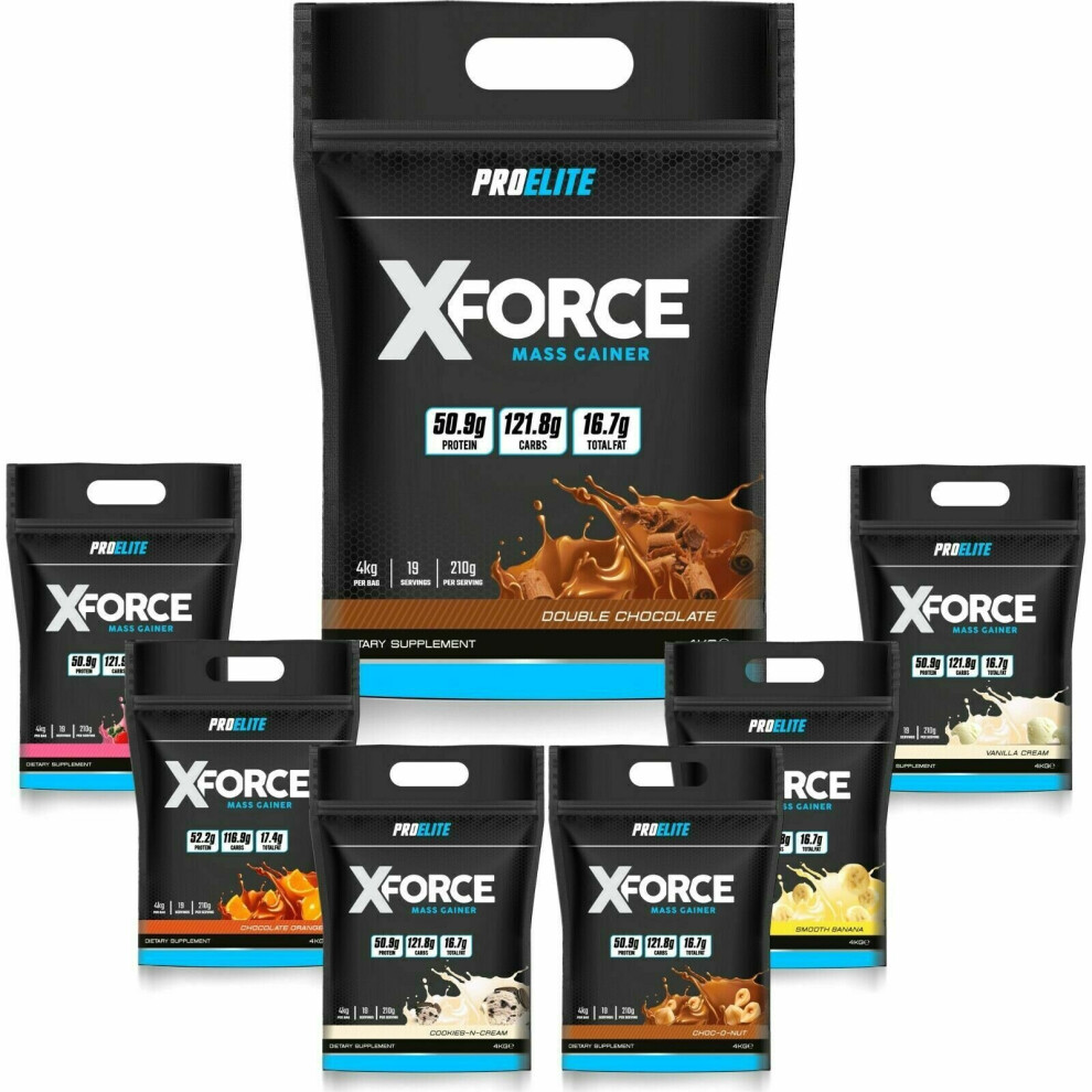 (Chocolate Hazelnut) Pro Elite X Force 4Kg Weight Mass Protein Gainer