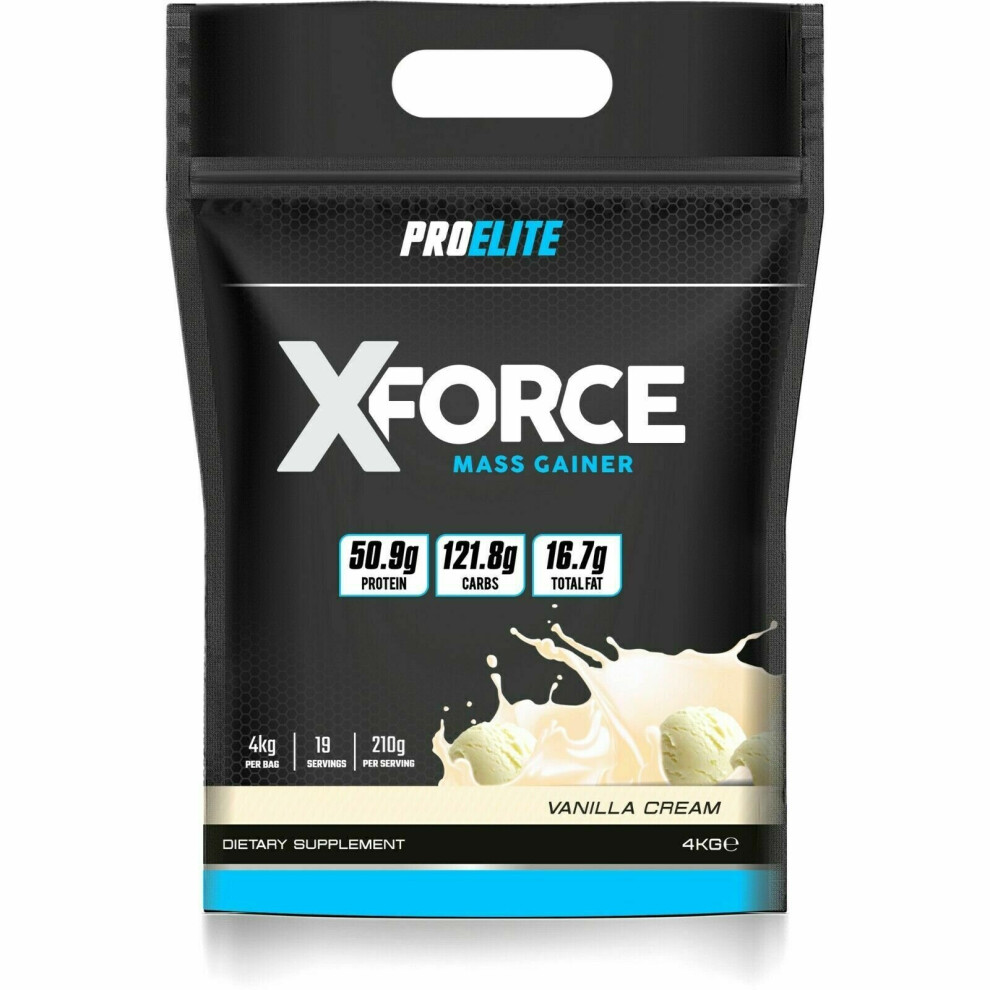 (Vanilla Cream) Pro Elite X Force 4Kg Weight Mass Protein Gainer