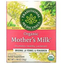 Traditional Medicinals, Lait Maternel Bio, Original avec Fenouil et Fenugrec, Sans Caféine, 32 Sachets de Thé Emballés, 1,98 oz (56 g)