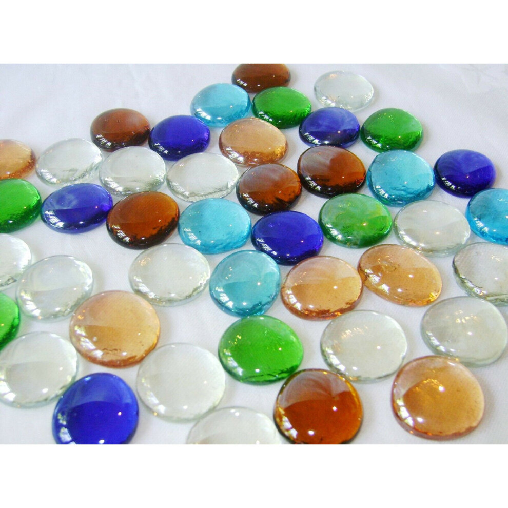 Round Decorative Glass Pebbles Multi Coloured 300g