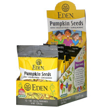 Eden Foods, Snacks de Poche, Graines de Citrouille Biologiques, Rôties à Sec, 12 Sachets, 1 oz (28.3 g) Chacun