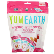 YumEarth, Glutenfreie Frucht-Snacks, Tropisch, 10 Snack-Packungen, je 0,7 oz (19,8 g)