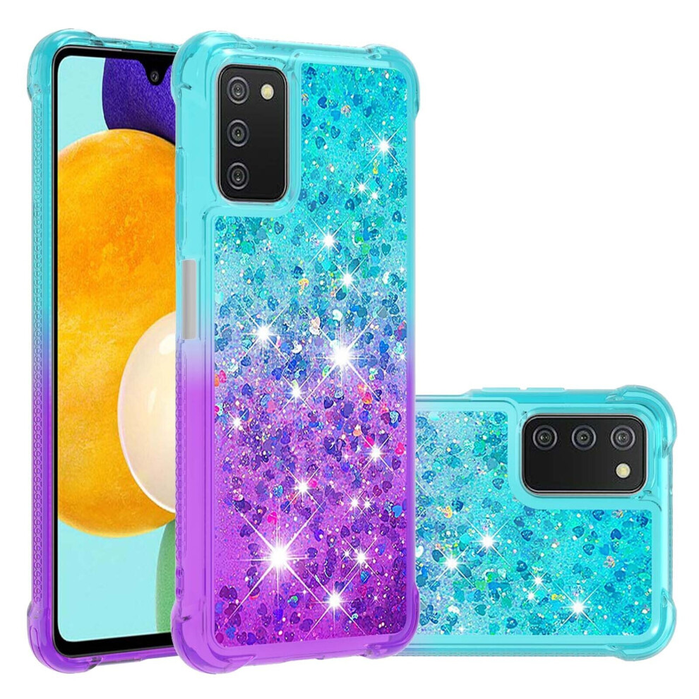 Samsung Galaxy A03s Case,Gradient Glitter Sparkle Bling Cas,Pc+Tpu Bumper Full Body Shockproof Cover -& Blue/Purple 8414065987268