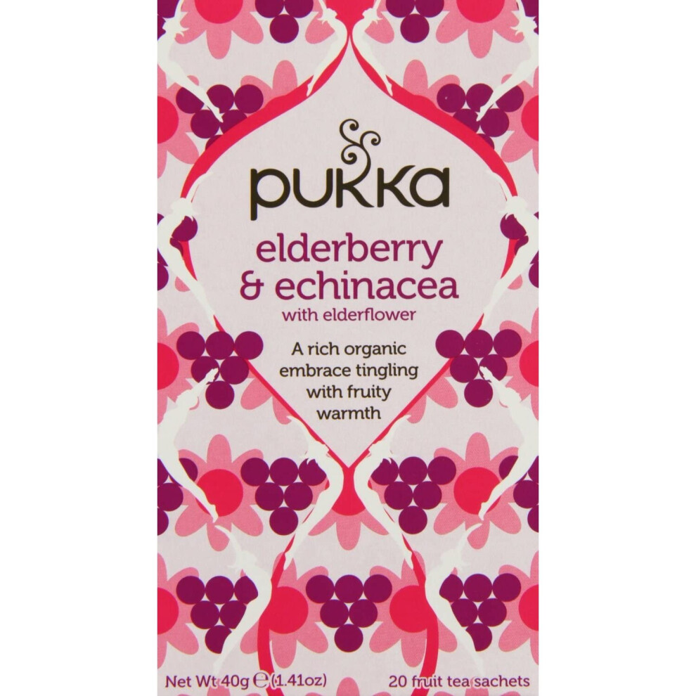 Pukka Herbal Teas Tea - Organic - Elderberry And Echinacea - 20 Bags - Case Of 6