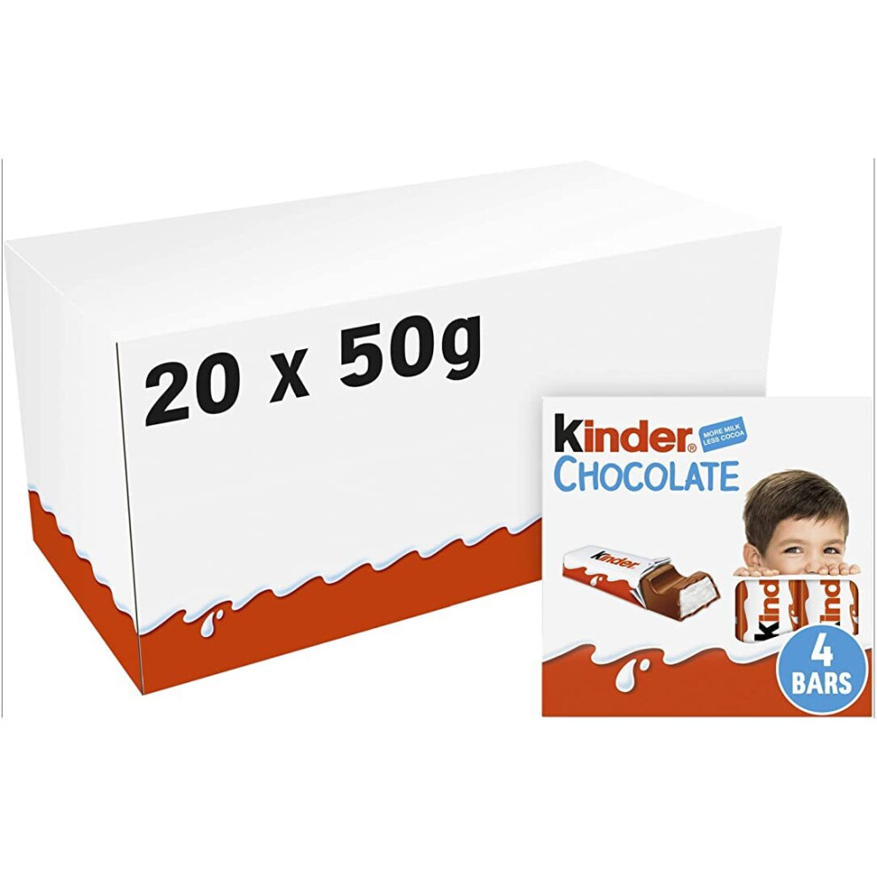 Kinder Mini Chocolate Bars, 20 Milk Chocolate Treat Bars with Cream Filling, Box of 4 (80 Total Bars)