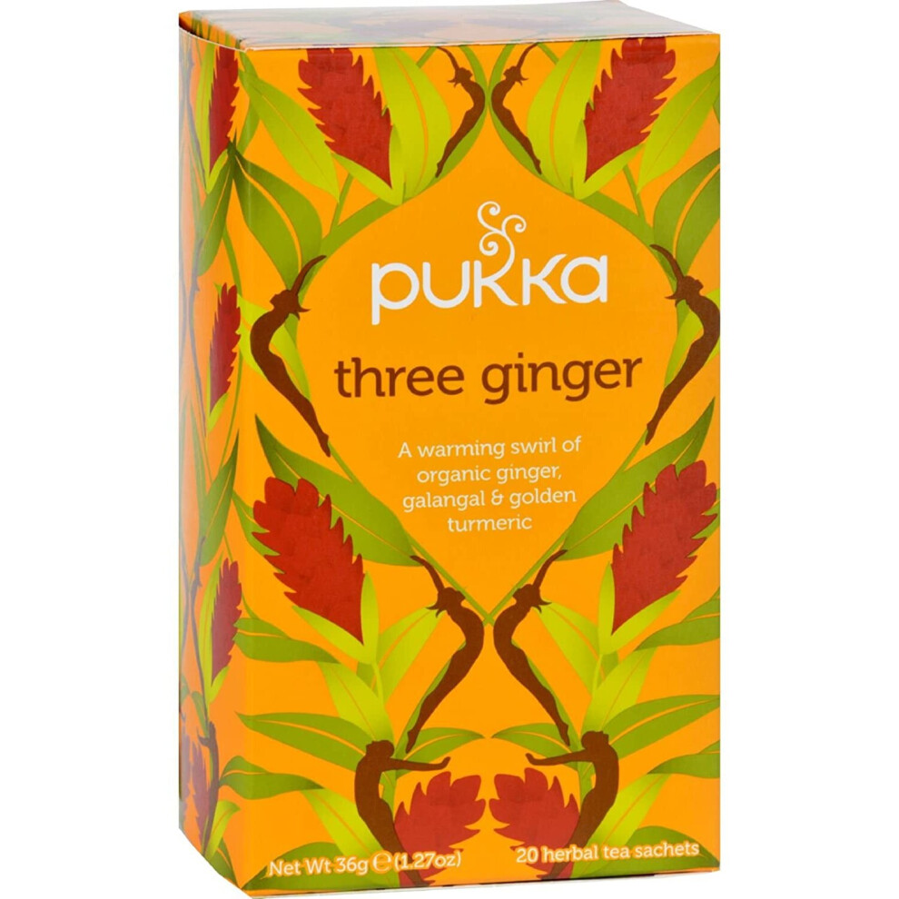 Pukka Herbal Teas Tea - Organic - Three Ginger - 20 Bags - Case of 6