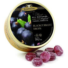 Simpkins Blackcurrant Drops Travel Sweets 200g, Pack of 6
