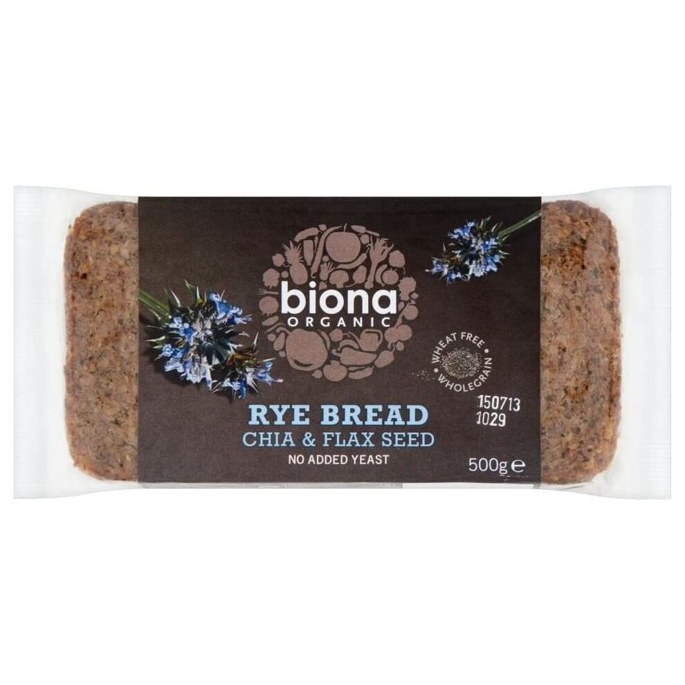 Biona Organic Rye Chia & Flax Bread (500G) - Pack Of 6