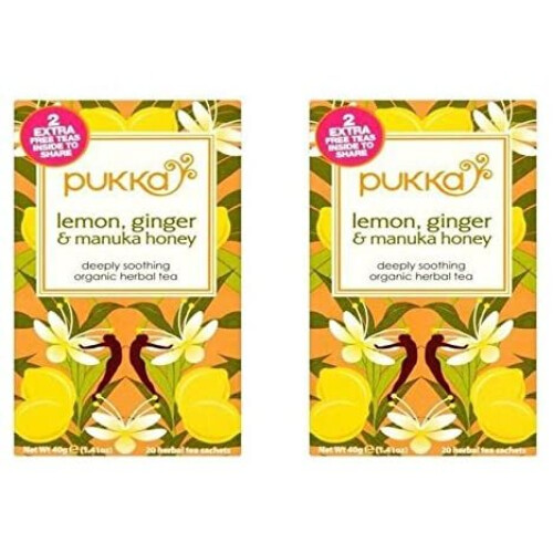 Pukka Pukka Lemon Ginger & Manuka Honey| 20 Bags |(2 Pack)