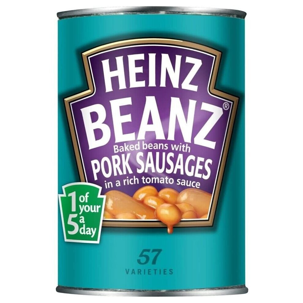 Heinz Baked Beanz with Pork Sausages in Tomato Sauce (415g) - Pack of 6