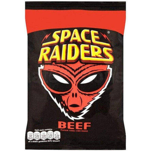 Space Raiders Beef Flavoured Cosmic Corn Snack Crisps Pack of 36