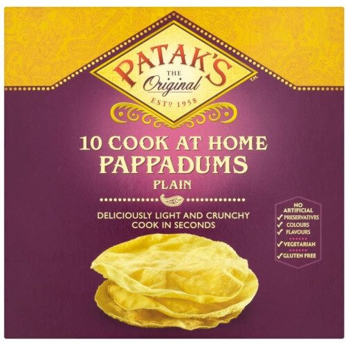 Patak Pappadum Plain 100g (Pack of 12)