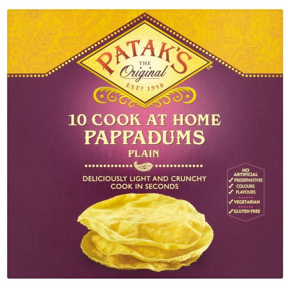 Patak Pappadum Plain 100g (Pack of 12)