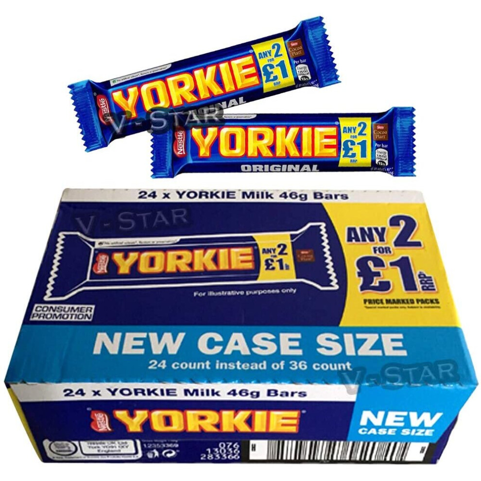 Full Box of Nestle YORKIE Chocolates BAR - 24 Bars Original (Nestle YORKIE Milk 46g (CASE Size))