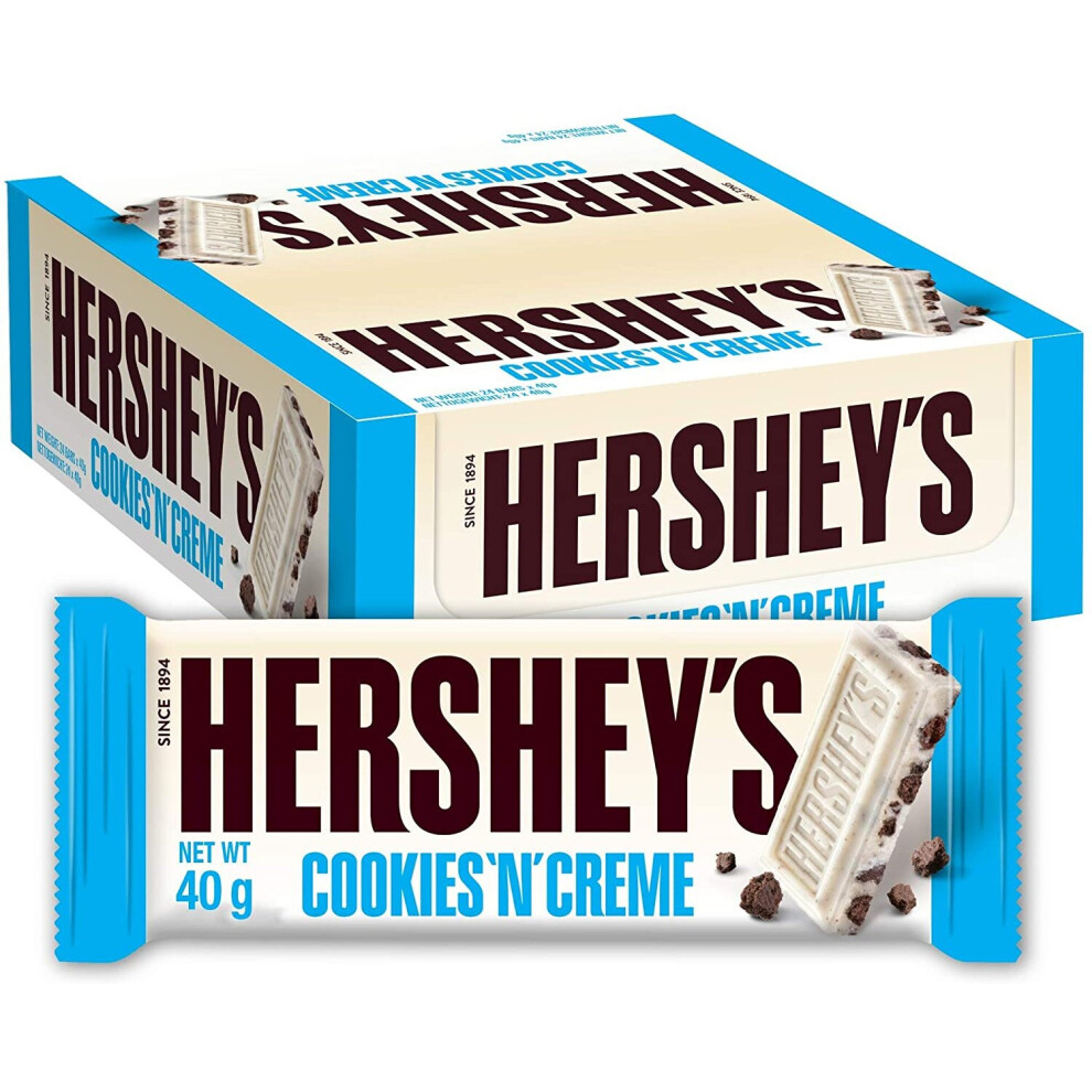 Hersheys Cookies n CrÃ¨me, White Chocolate Flavour with Cookie Pieces, Pack of 24 x 40g