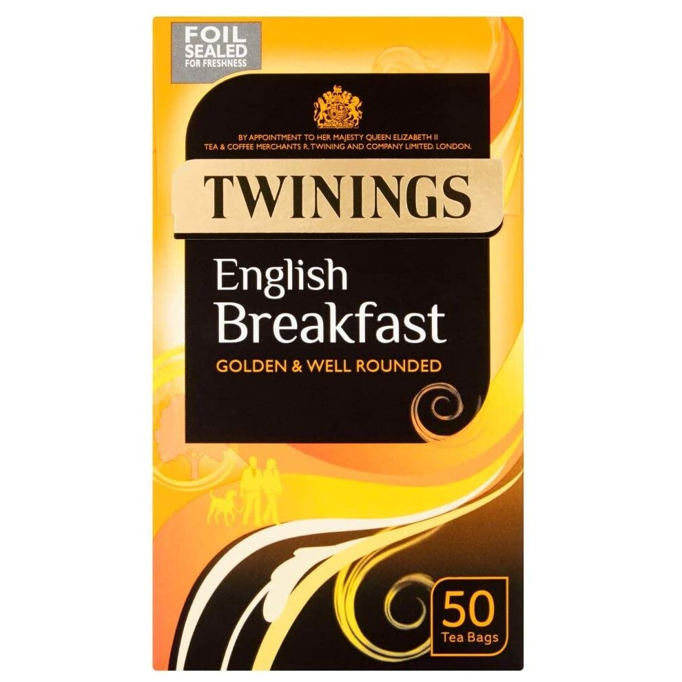 Twinings English Breakfast Tea Bags 125G (Pack Of 2) Golden/Black