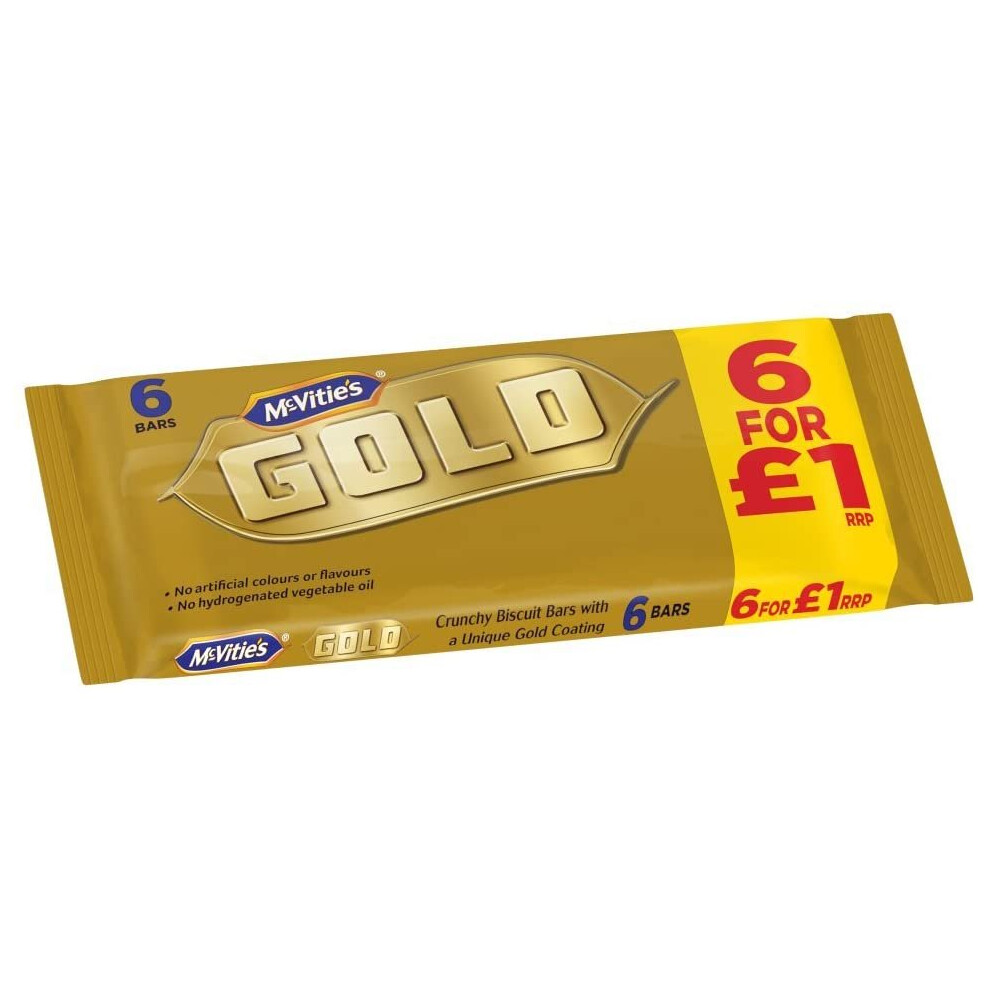 Mcvities Gold Crunchy Biscuit Bars with a Caramel Flavour Coating 6pk x 6