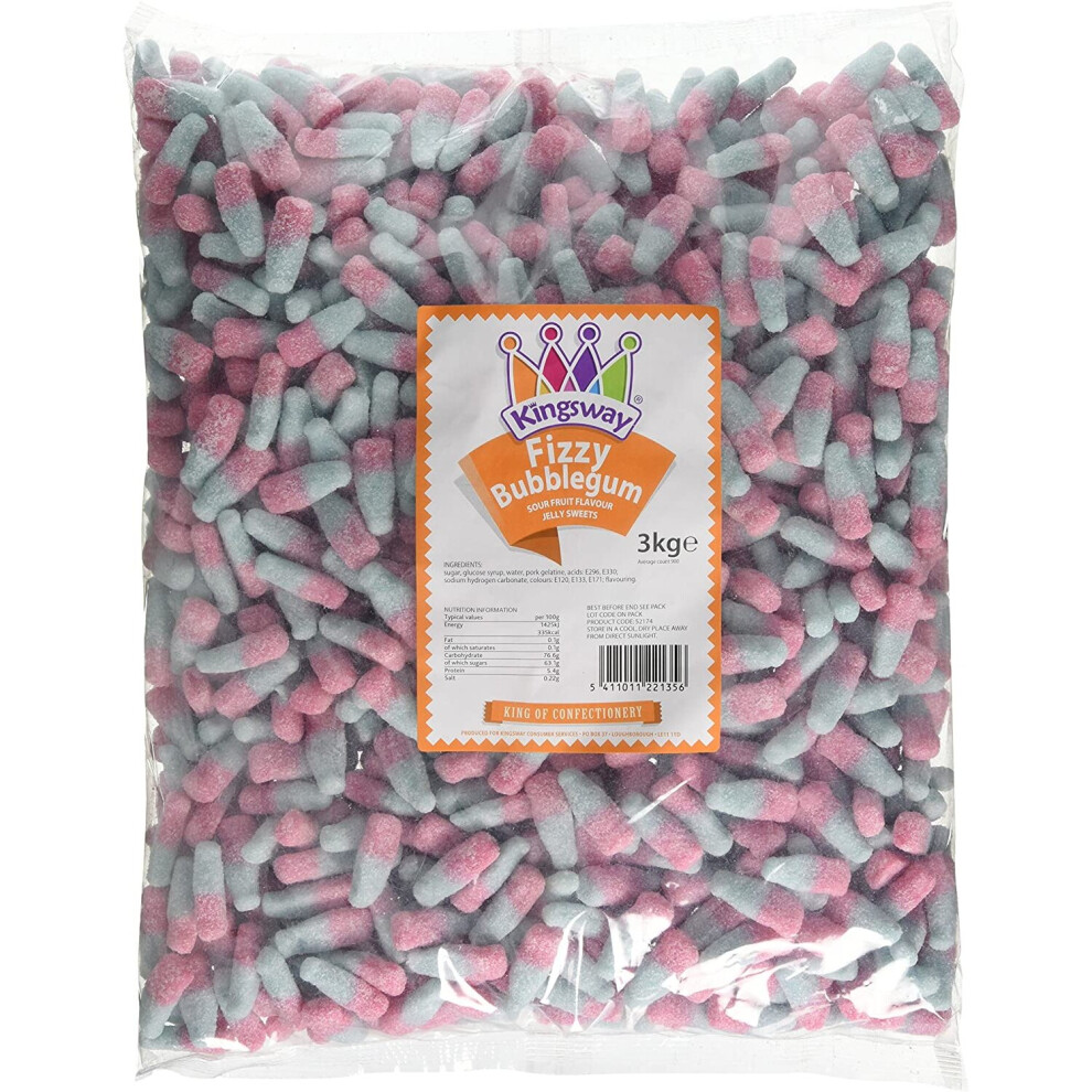 Kingsway Fizzy Bubble Gum Bottles (3kg Bag)