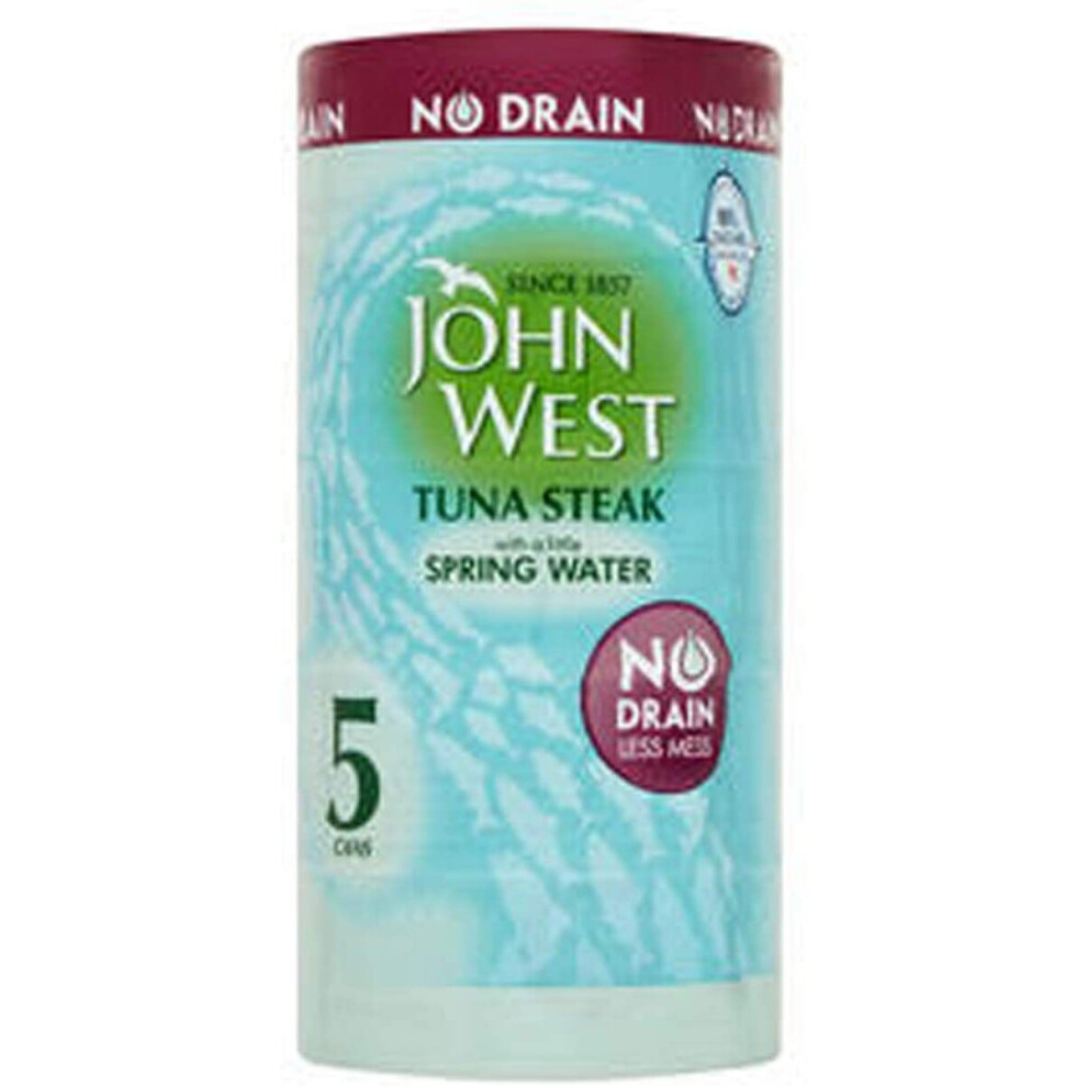 John West Tuna Steak In A Little Spring Water. No Drain. (5X110g Tins)