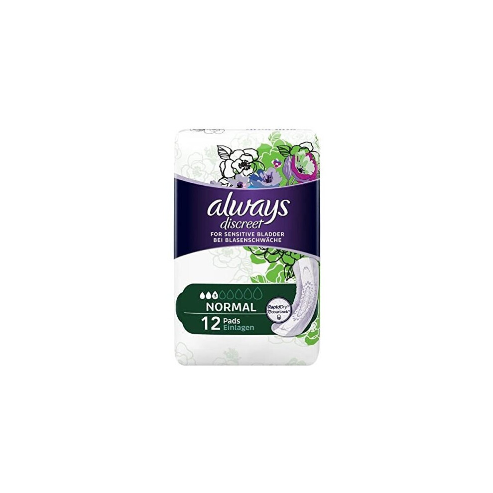 Always Discreet Incontinence Pads Normal For Sensitive Bladder 12 (Pack Of 4 X 12S)