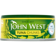 John West Tuna Chunks in Oil - 145g Cans, Pack of 12