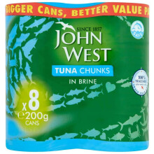 John west Tuna Chunks in brine (200g Each) Pack of 8