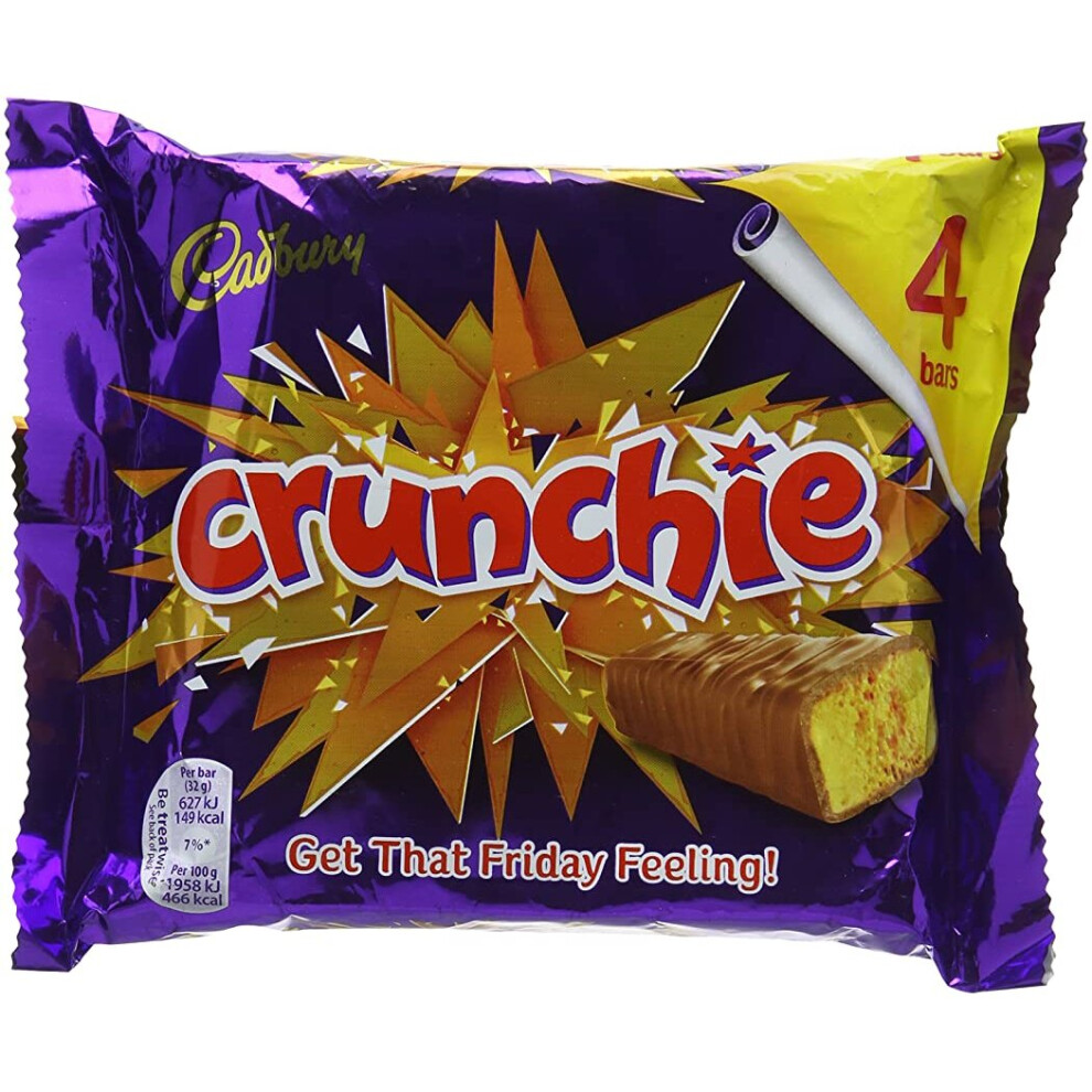 Cadbury Crunchie Chocolate Bar, 4 X 32g