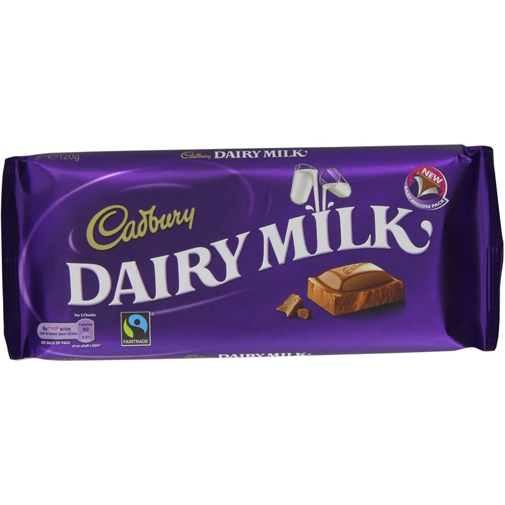 Cadbury Dairy Milk Chocolate Bar 120 g (Pack of 8)