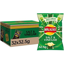 Walkers Salt & Vinegar Crisps Case of 32 Packs (32.5g)