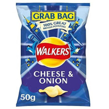 Walkers Cheese & Onion Flavoured Grab Bag Potato Crisps - 32 x 50g