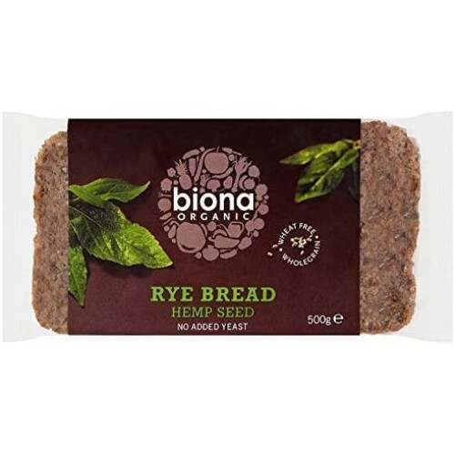 Biona - Org Wholemeal Rye Hemp Bread | 500g | 12 Pack Bundle
