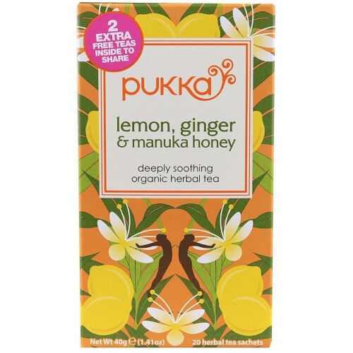 Pukka Pukka Herbs - Lemon Ginger Manuka Honey Tea | 20 sachet | (2 Pack)