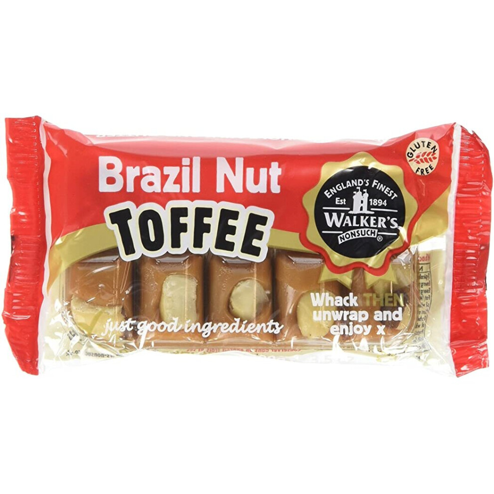 WALKERS NONSUCH Brazil Nut Toffee Bars in Traditional Tin Tray 100 g (Pack of 10)