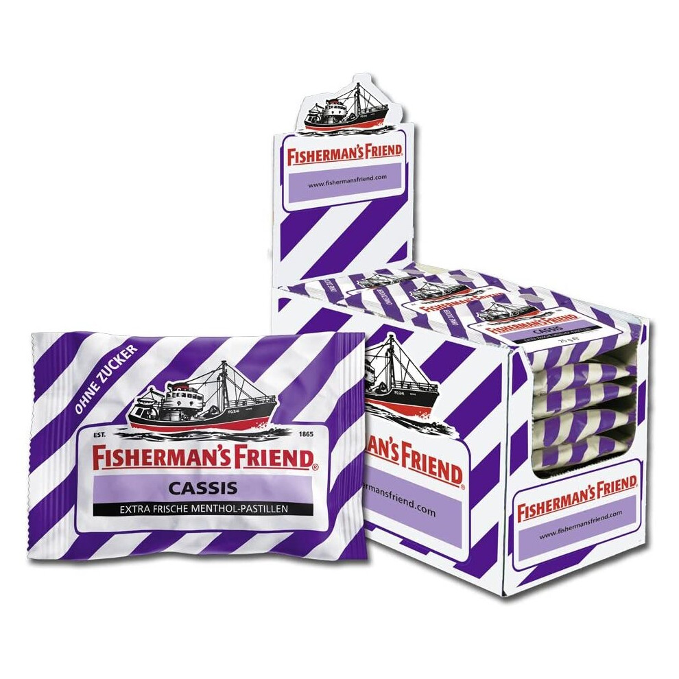 Fisherman's Friend Blackcurrant No Added Sugar Pack of 24Â x 25Â g Bag)