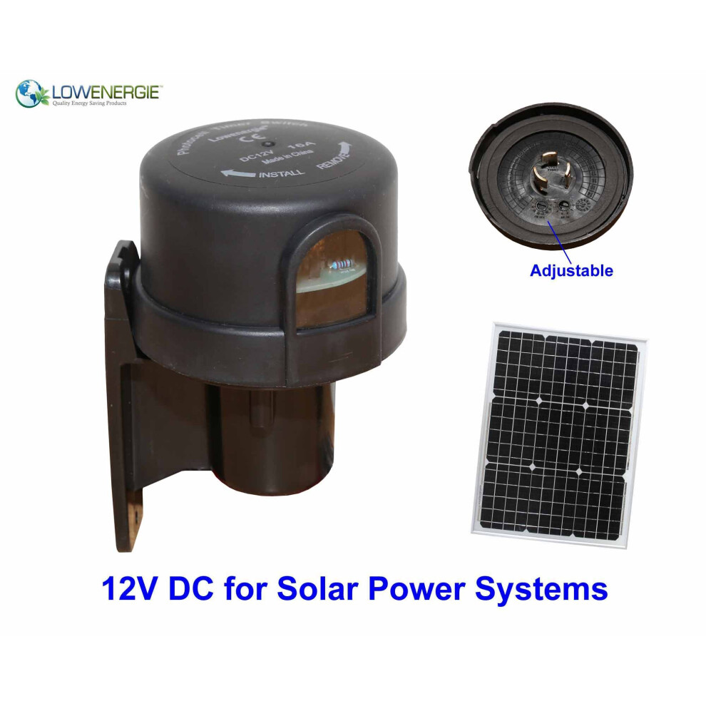Lowenergie Photocell Timer Switch Dusk Till Dawn Sensor 12V Dc Solar Power Outdoor Light