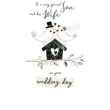 Son & Wife Wedding Greeting Card Hand-Finished Champagne Range Cards