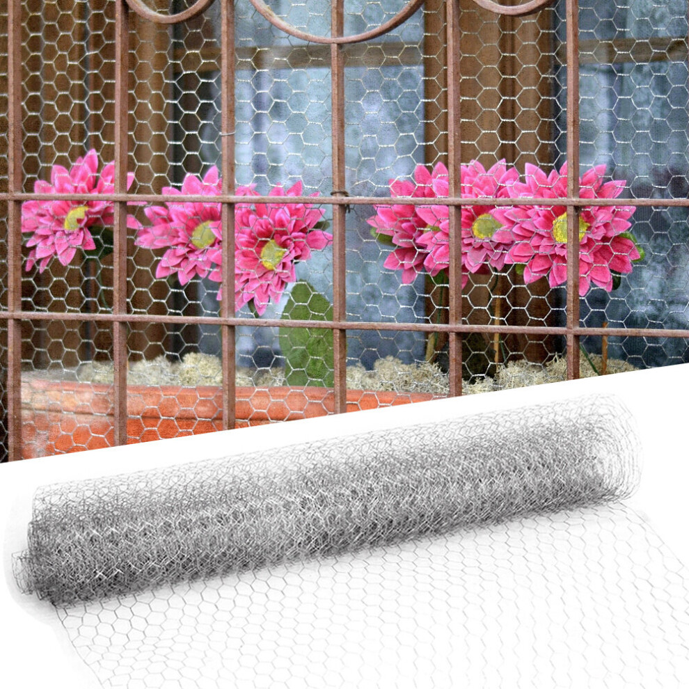 (25mm, 0.9*6M) Galvanised Wire Netting Mesh Chicken Net Garden Fence Rabbit Runs Pens Use