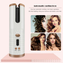 (White) Automatic Cordless Curling Tongs | Portable Hair Curler