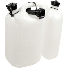 Economic Combi-Can, 5 + 3 litres, Dual Cans for Fuel and Chain Oil, Measuring Scale and Safety Cap, Transparent/White (562408)