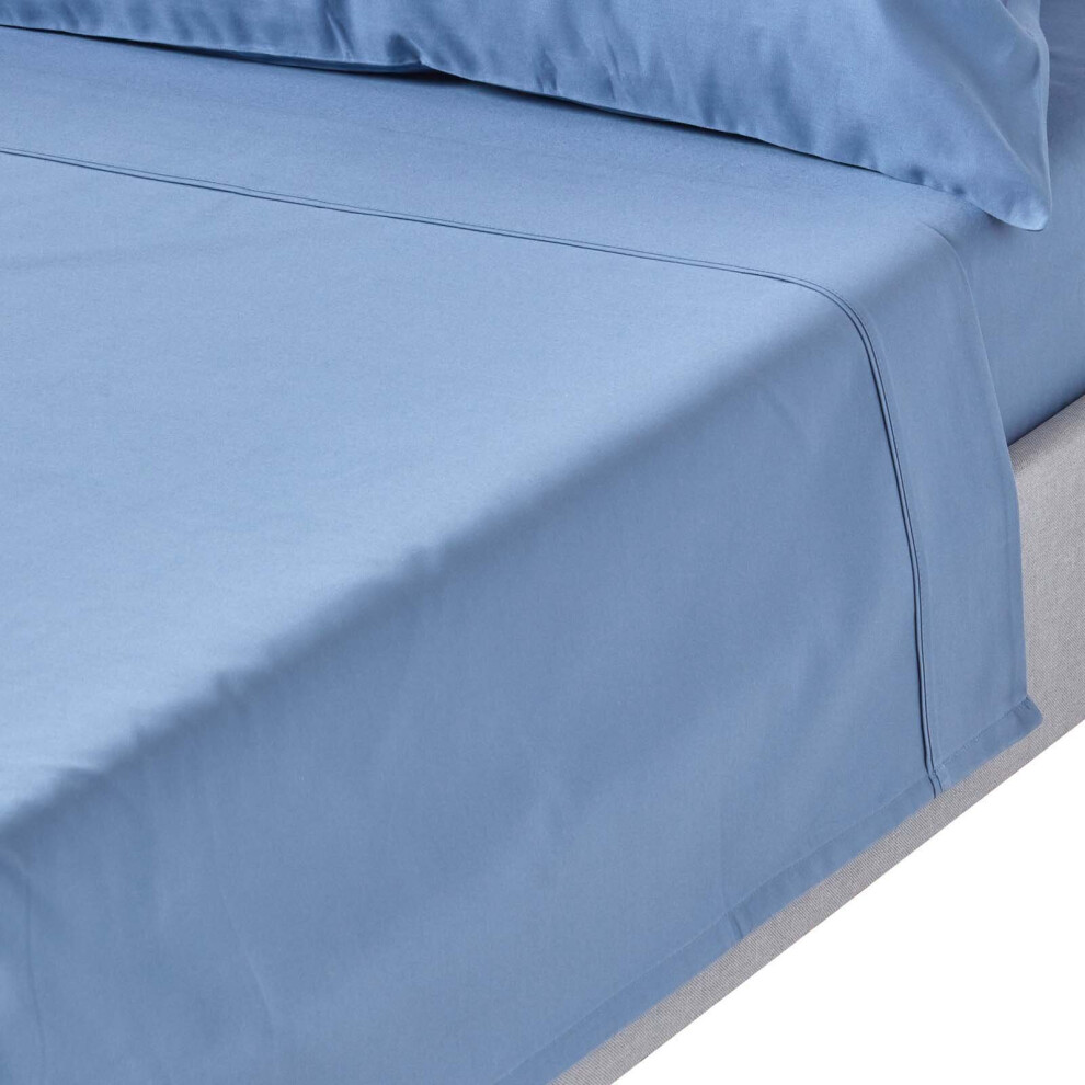 Homescapes (Single, Airforce ) 1000 Thread Count Egyptian Cotton Flat Sheet Luxury Bed Sheet Blue