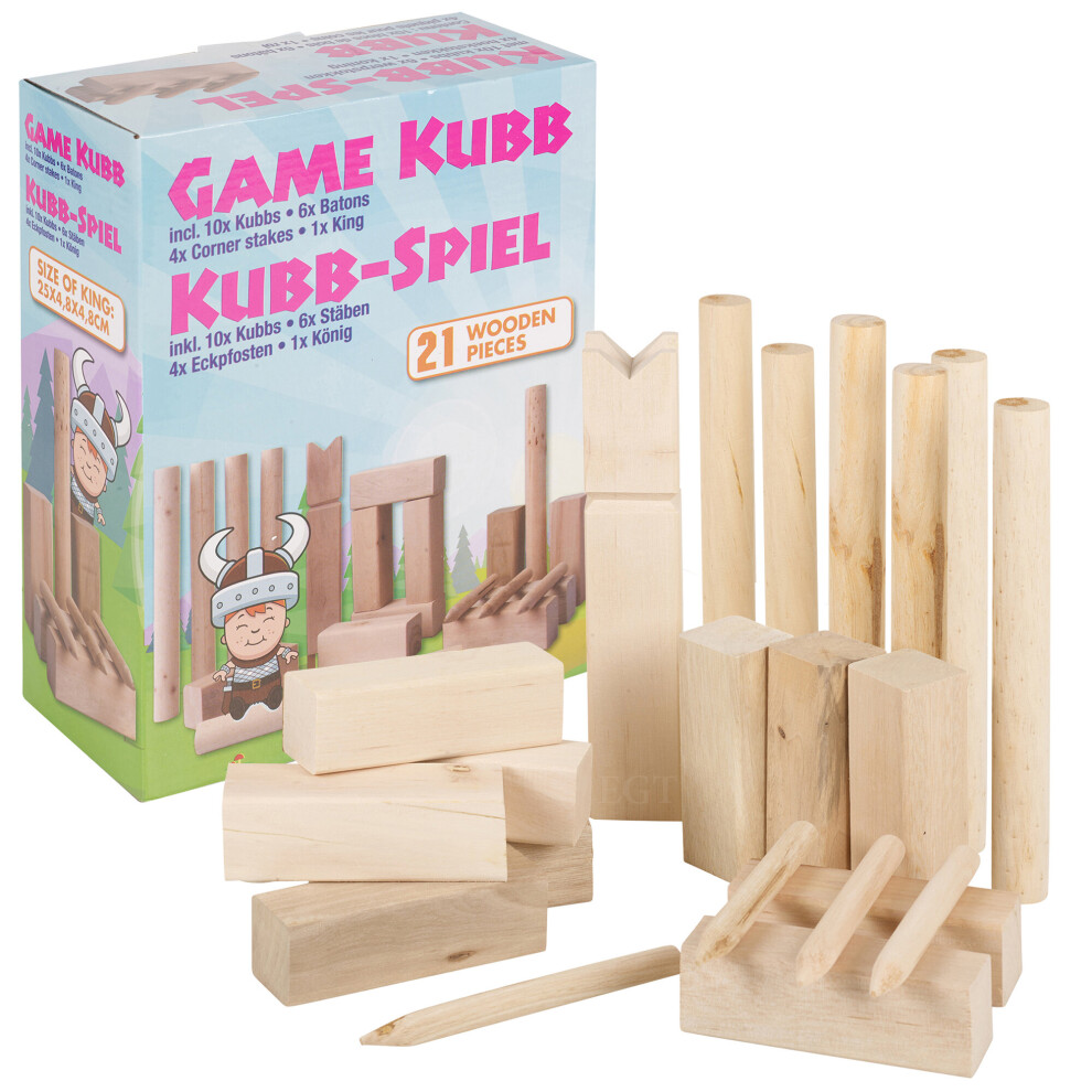 Eddy Toys 30Cm King Kubb Wooden Birch Game Outdoor Garden Toy Chess Games Fun