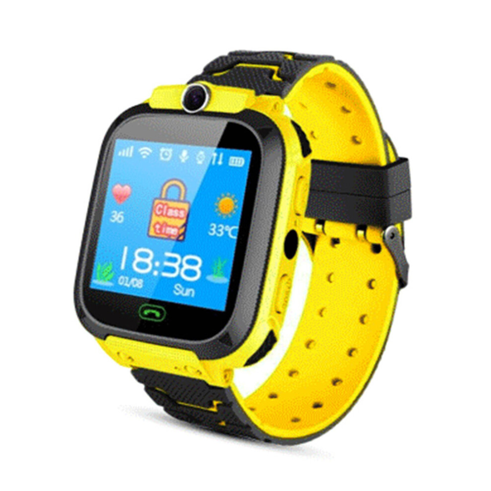 (Yellow) Waterproof Kids Smart Watch Anti-Lost Safe Tracker SOS Call For Android iOS