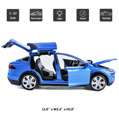 Sky 1:32 Tesla Model X 90D SUV Model Car Kids Gift Blue 2