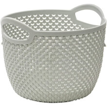 Droplette Design Plastic Round Storage Basket, 3.3L,16 x 19cm Approx, Grey, One Size