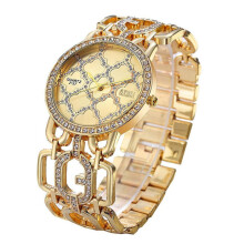 Fashion Women Alloy Dial Quartz Analog Rhinestone Bracelet Wrist Watch