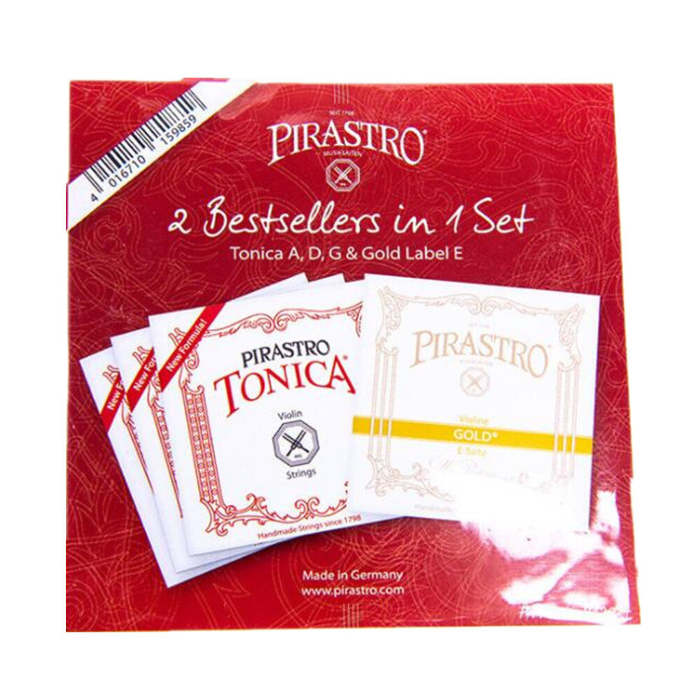 Pirastro Tonica New Formula *4/4 Full* Violin Medium Set - Gold Label E ball end