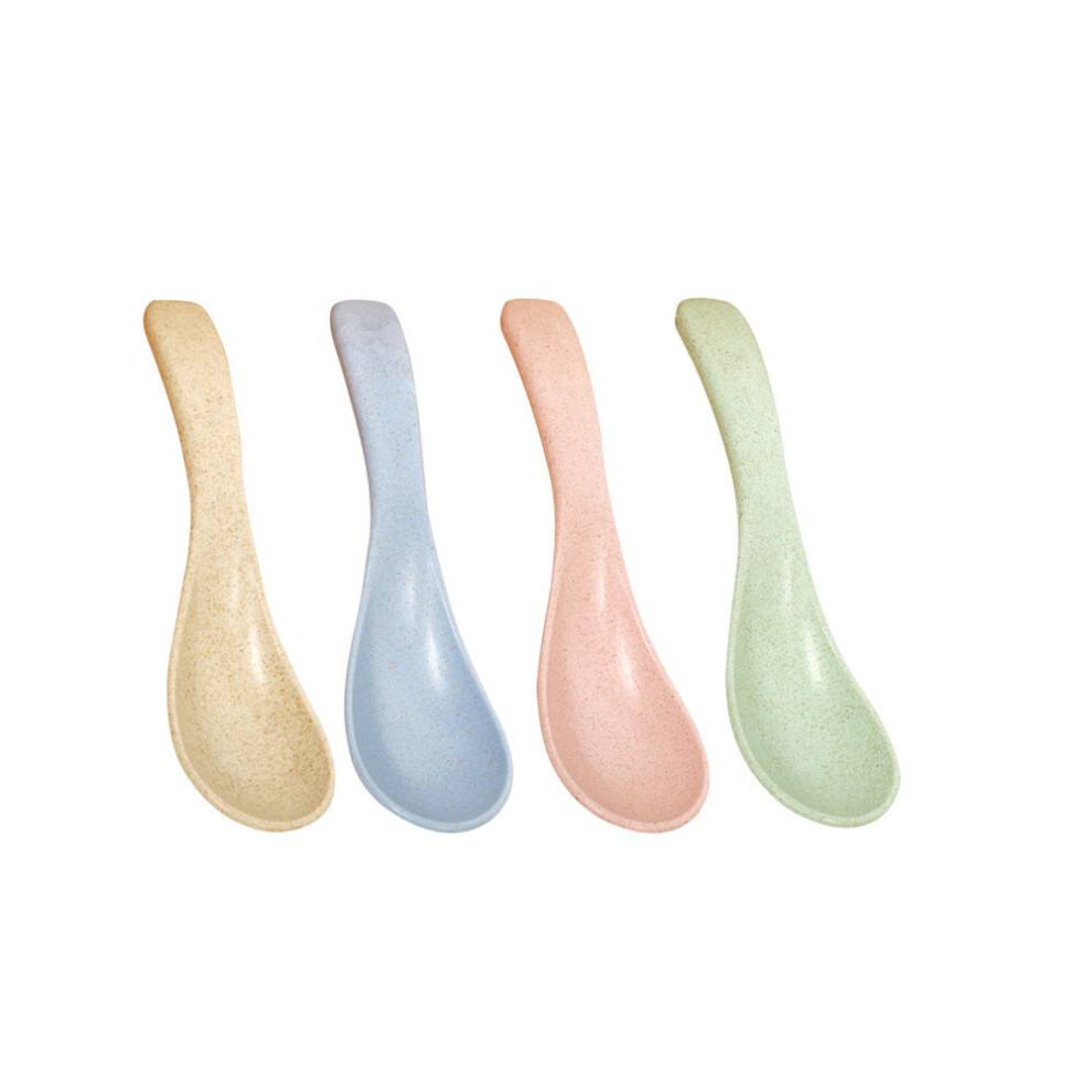 2Set Eco-Friendly Wheat Straw Soup Spoon Colorful Soup Spoon Plastic  Self Feeding Spoon For Toddler Kids
