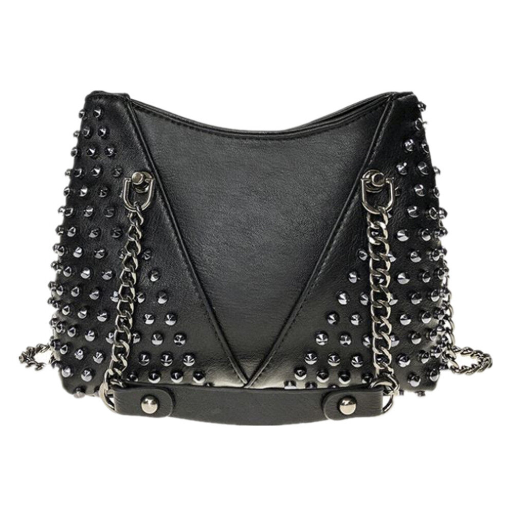 Newest punk rivets women shoulder bags girl sling messenger bags solid classic  handbags