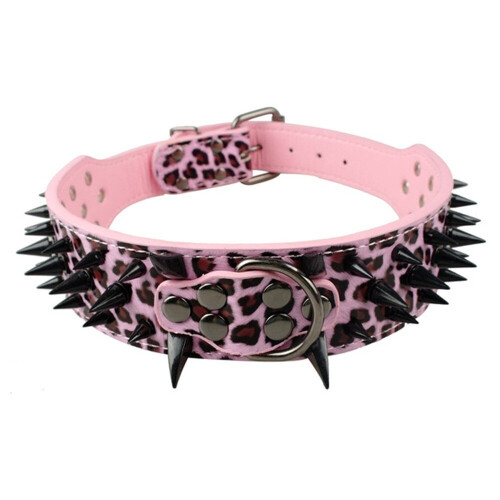 Cool Sharp Spiked Studded PU Leather Dog Collars for Pitbull Mastiff Boxer
