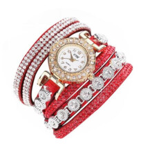 2PCS Women Fashion Casual Analog Quartz Women Rhinestone Watch Bracelet Watch